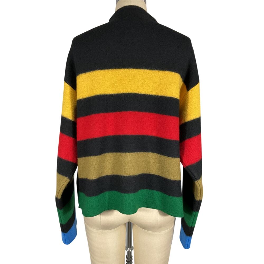 Alice + Olivia Striped Black Multi Pearson Sweater Jacket Size M - Picture 3 of 6